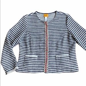 Ruby Rd blue white nautical stripe textured jacket Plus Size 16